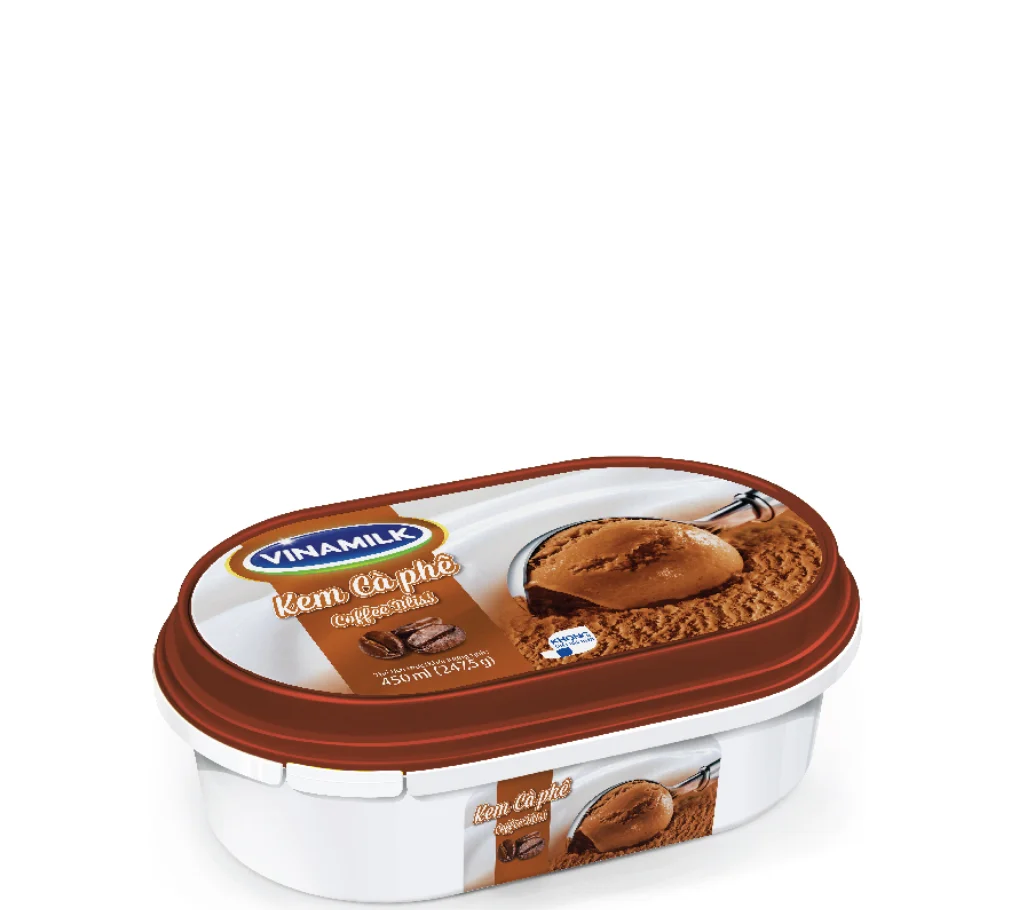 Delicious Taste Ice Cream - Vinamilk Brand - Coffee Flavor - Packing 450ml Per Box X 6 Boxes Per Carton HACCP HALAL BRC ISO