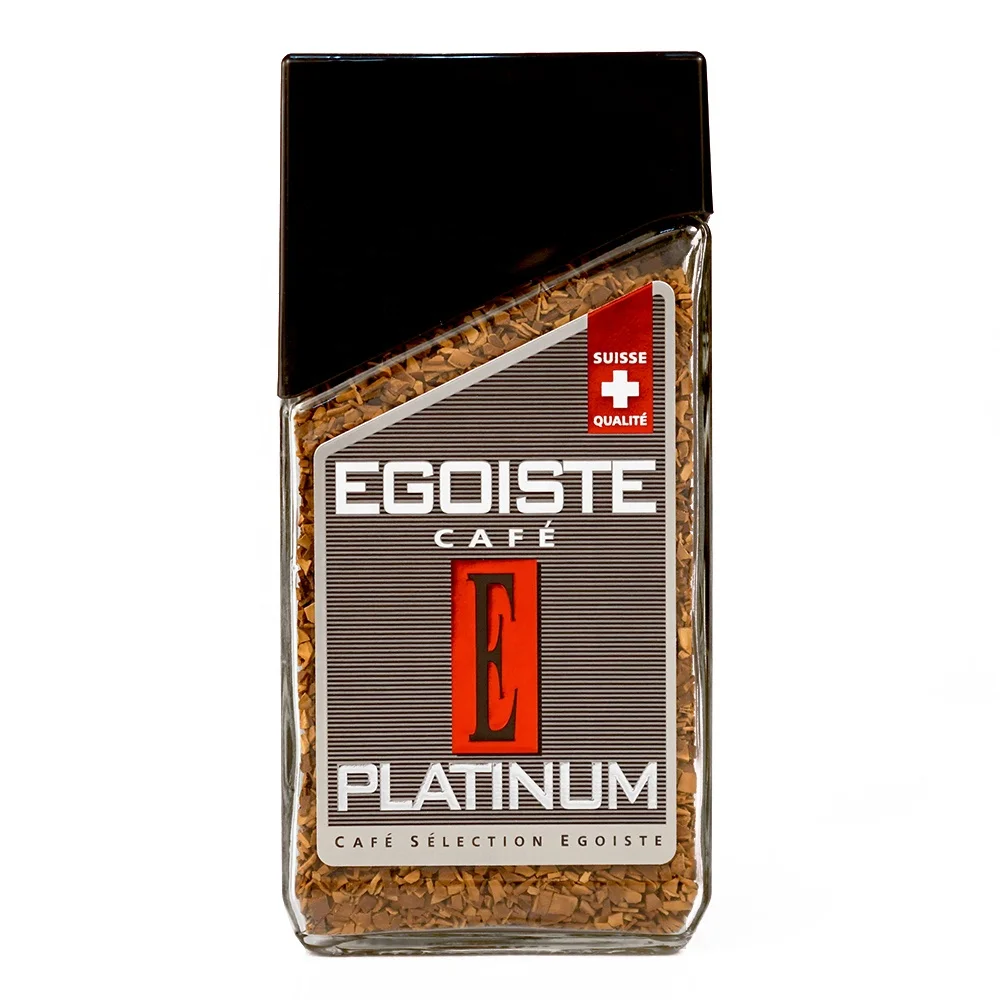 Premium instant freeze dried coffee 100% Columbian Arabica Egoiste Platinum, , 100 g. glass jar