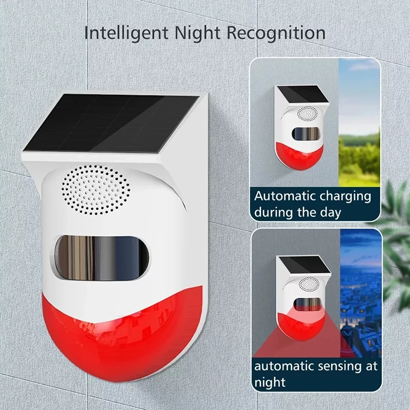 WIFI Tuya Smart Life Flash Strobe Outdoor Solar Infrared Waterproof Siren Home Burglar Security Alarm System