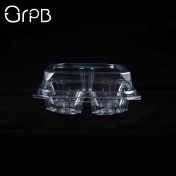 4 Cell Square Disposable Plastic Muffin container Cupcake box