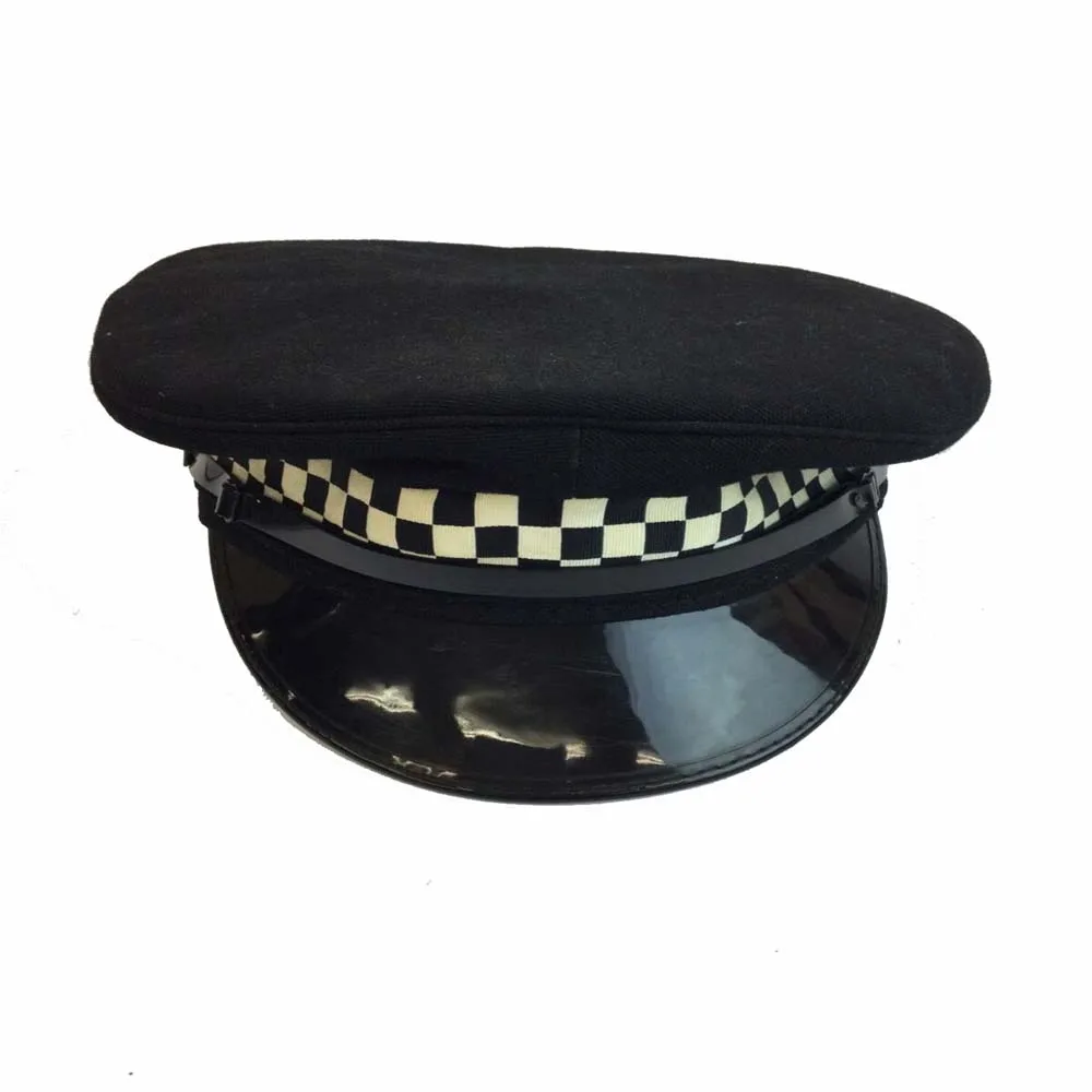British Officer Peaked Cap with head band and chin strap VINTAGE Listed bonnet