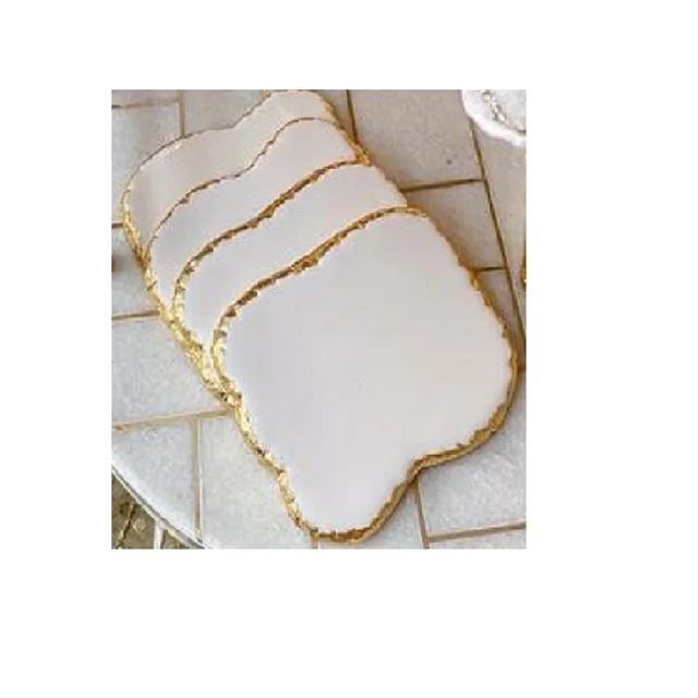 White Marble Gold fancy edge Handmade Modern Coasters