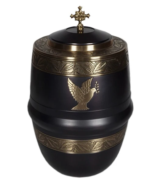 CATHOLIC CROSS METAL CREMATION URN