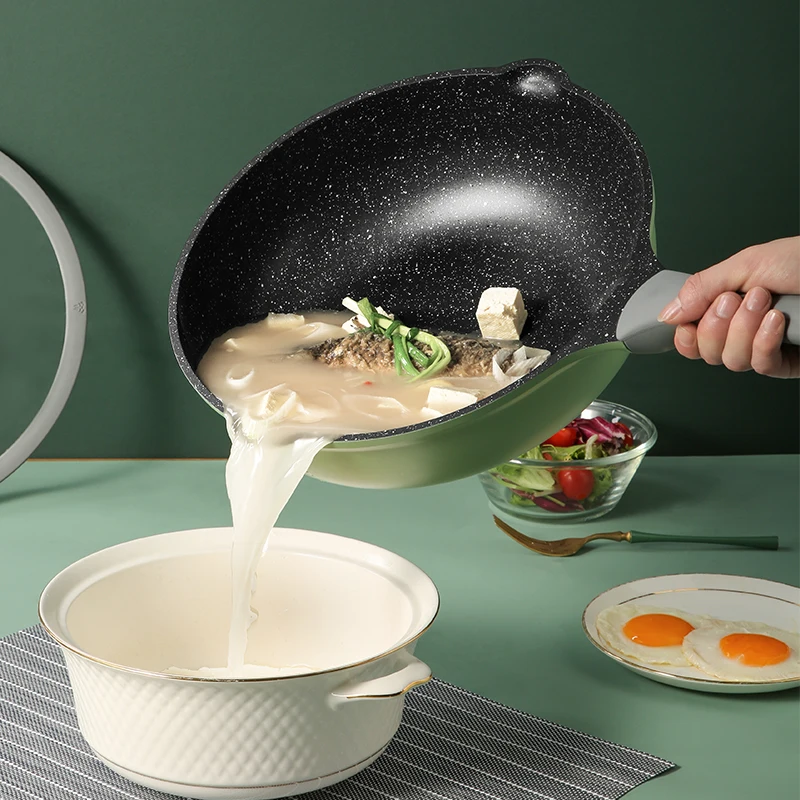 
GREENERY DIE-CASTING SERIES non-stick cookware sets pan wok big casserole sauce pan avocado green 