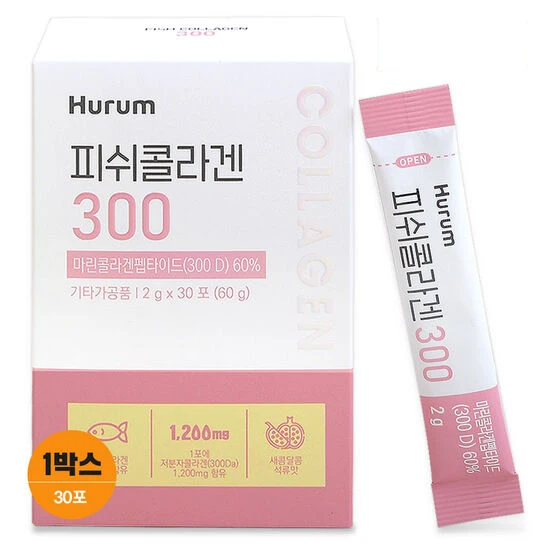  Коллаген Hurum Fish 300 порошок 1200 мг аромат граната с небольшими молекулами для более высокой скорости поглощения Сделано в Корее