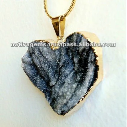 BEAUTIFUL CHALCEDONY DRUZY HEART FOR WHOLESALE