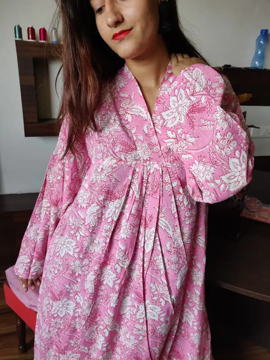 Hand Block Print Women Dress. Long Size Girl Sexy Dress