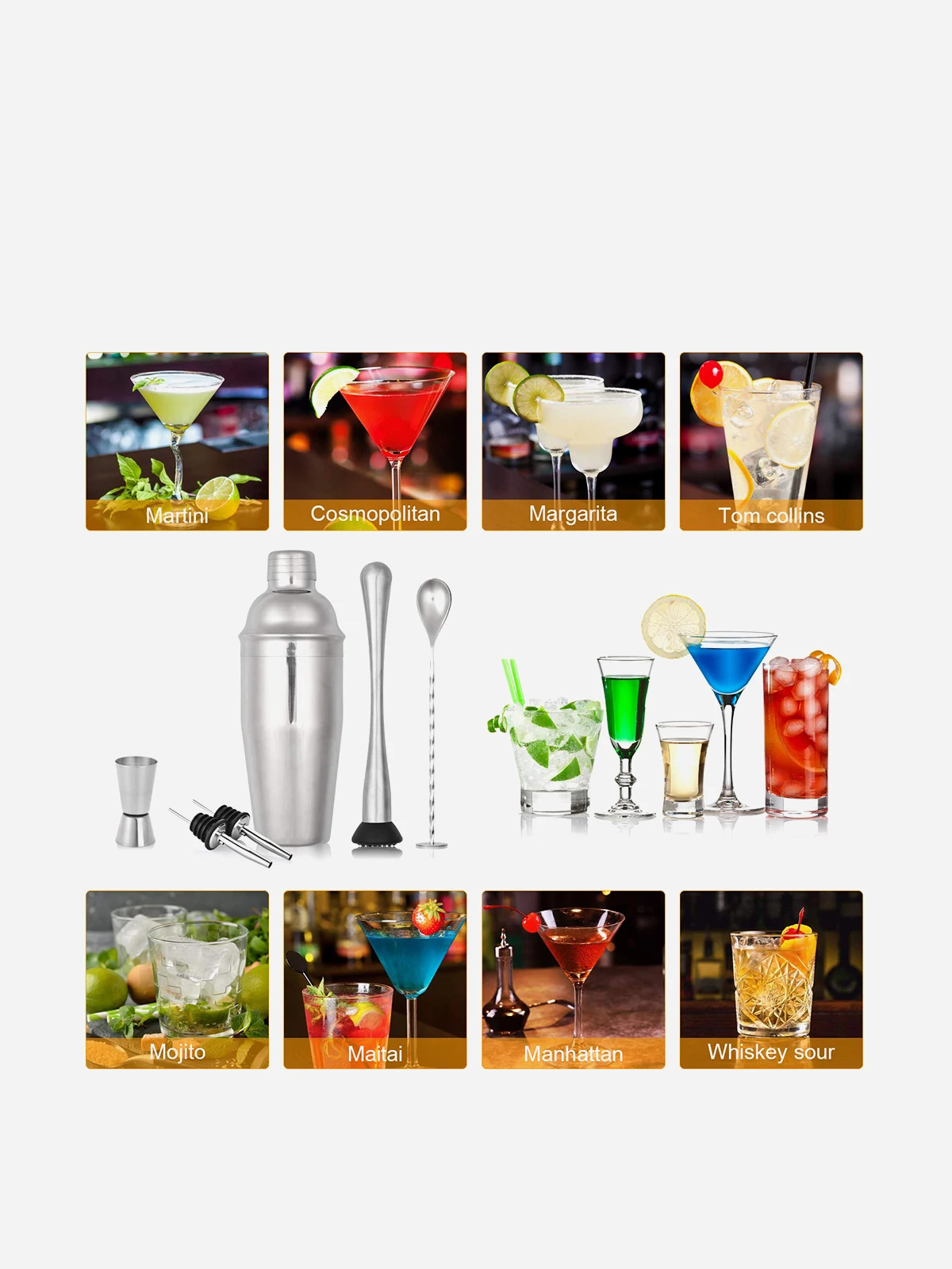 Cocktail Shake Stainless Steel BarwareSteelWine Accessories Sets 9 Kits in Leather Box for Wine Lovers  bar  ware  best