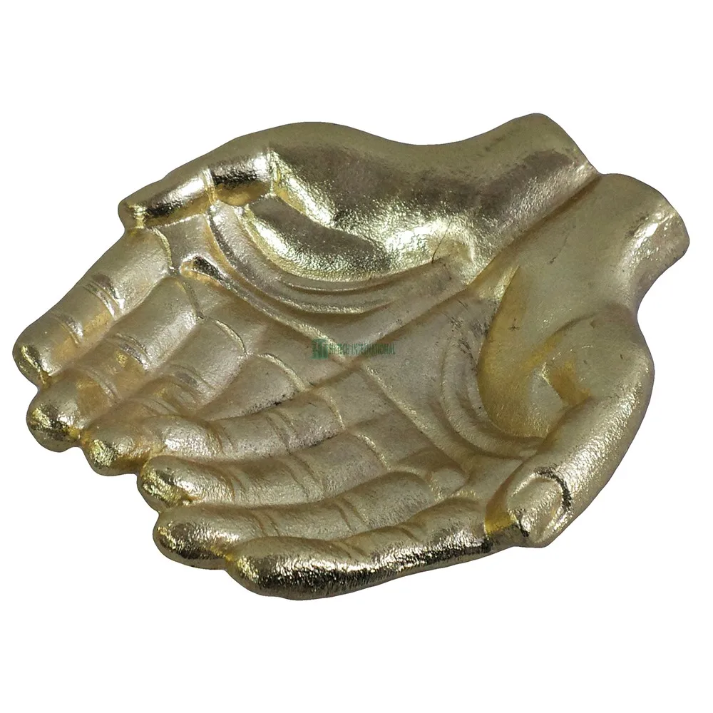 Silver/Gold Metal Open Hand Sculpture - Aluminum Handmade Antique Show Piece - Chocolate/Candy Platters - Christmas Decorations