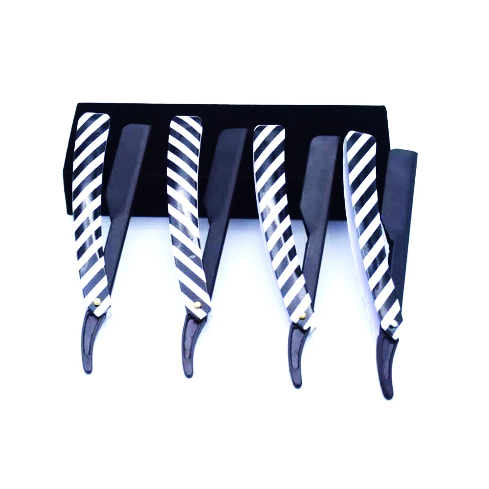 Прямая черная бритва с ручкой в виде зебры/нержавеющая сталь