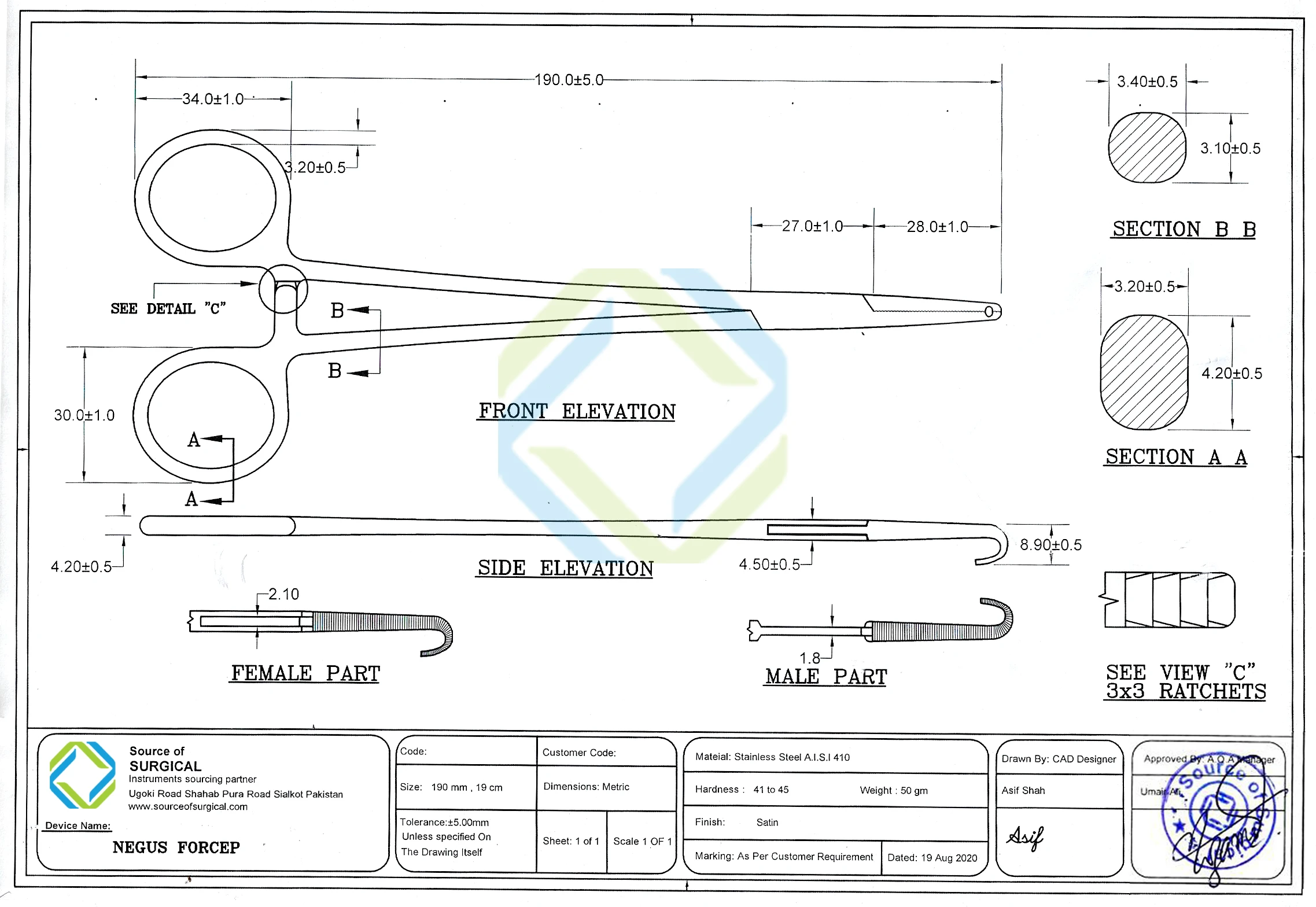 Negus Forceps Artery Forceps