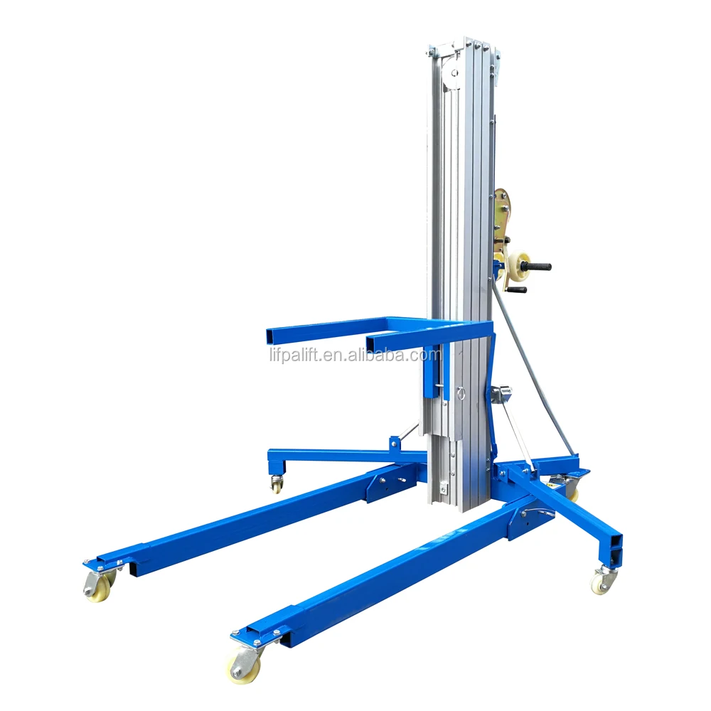 Portable Manual Winch Operated Aluminum Material Lift