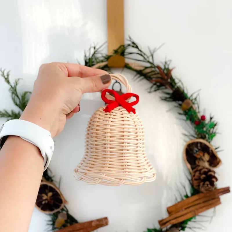 Wicker High Quality Rattan Bells Ornament, Christmas Bell Rattan DecorDecor Christmas Trees Kid Toy WHolesale