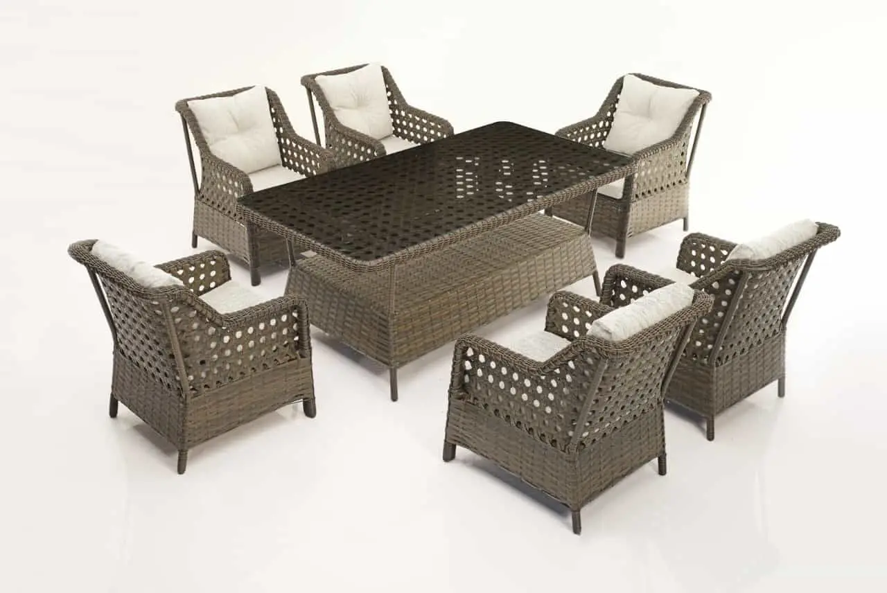 Rattan garden set Outdoor Seat Dinning Table Picnic Table and Bench Beer Park Metal Painting Customized Wood Frame Time