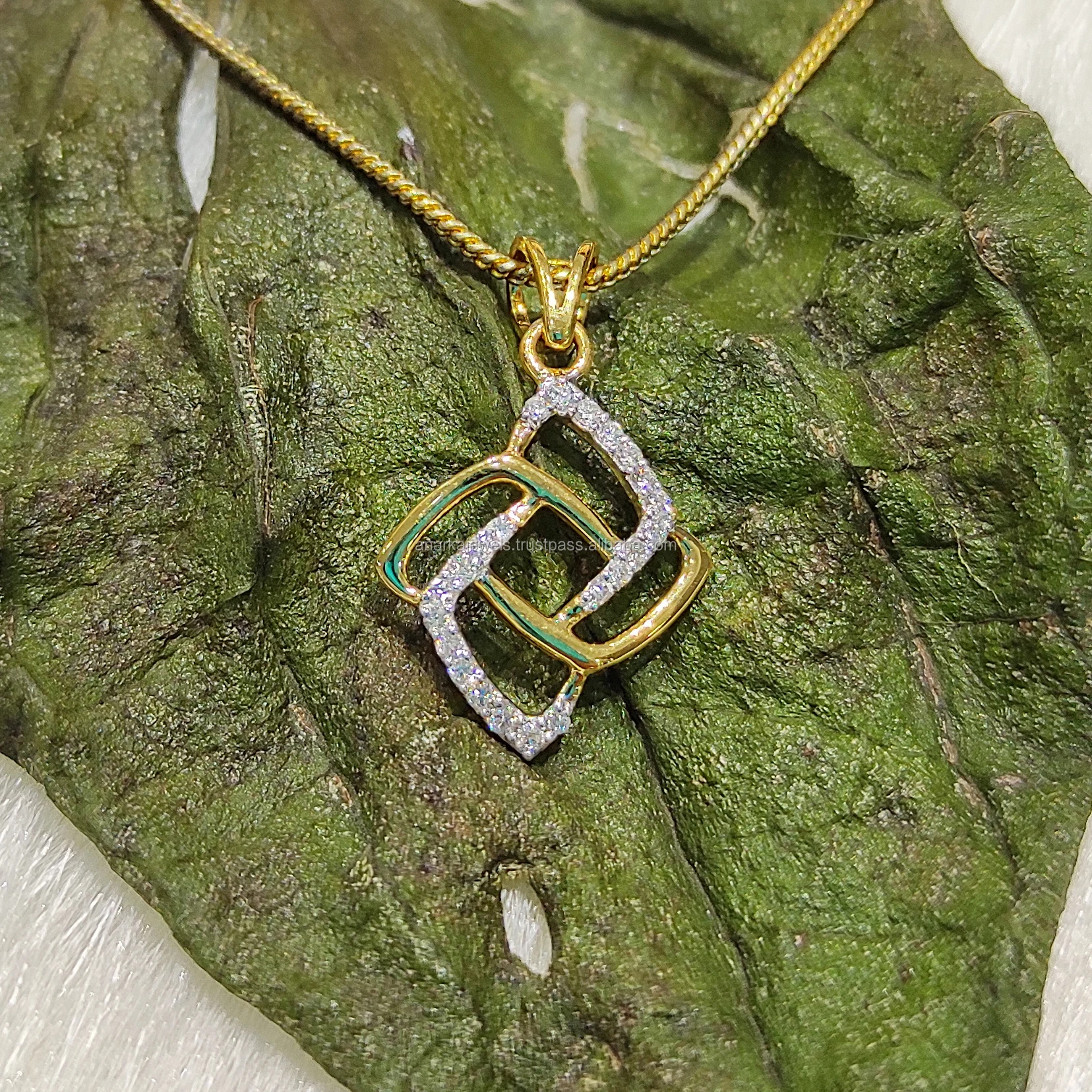 Diamond Necklace Pendant Jewelry Gold New Designer Real Natural 14K Solid Birthday for Women Yellow Pendants or Charms Gift