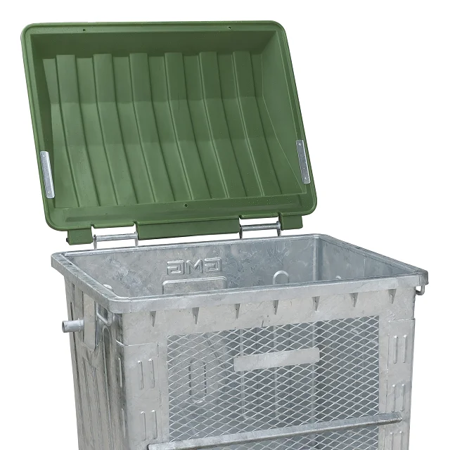 Waste Container See Through Metal 1100l Made Under EN840/2 (GMN1100) 4 Wheels Storage Bucket Iron Silver All-season Not Support