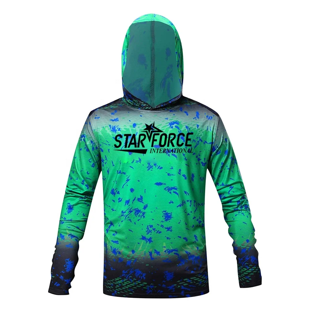 SFI Новинка высокое качество пользовательский сублимационный принт защита от солнца УФ-лучей худи турнирное представление одежда для рыбалки рубашки Upf50 +