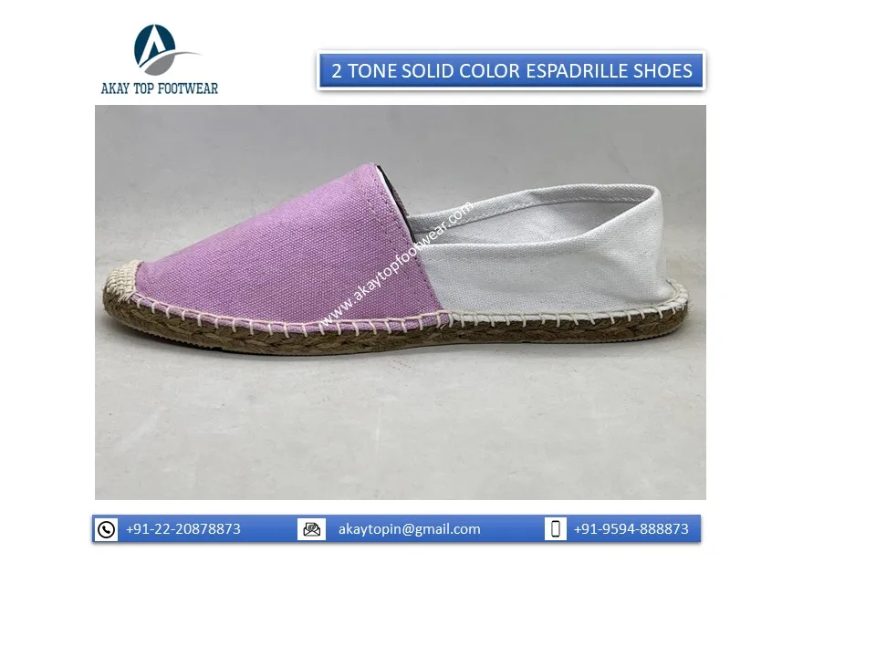 INDIAN MANUFACTURER SELLING LATEST 2022 ELEGANCE DESIGN CLASSY LOOK 2 TONE SOLID COLOR ESPADRILLE AVAILABLE AT WHOLESALE PRICE
