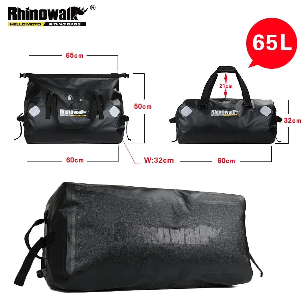 Rhinowalk Custom  Logo 65L Waterproof Motorcycle Bag Motorbike Duffle Rear Bag saddle duffel tail bag for motorcycle