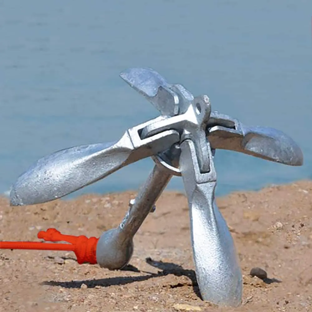 Small Boat Anchor Kit Folding Grapnel Anchor Carbon Steel for Canoe Jet Ski  with Line Carrying Bag