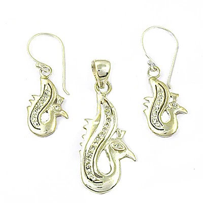 Fabulous Gemstone Set 925 Solid Sterling Silver Pendant Authentic Jewellery Peacock Designs Gift For Women And Girls