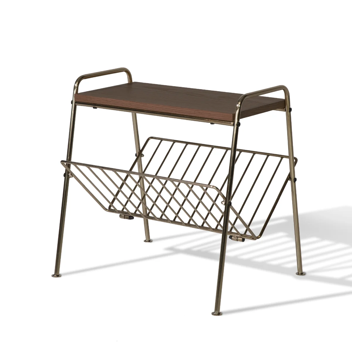 Stain Brass Drawer Bed Wooden Side Table