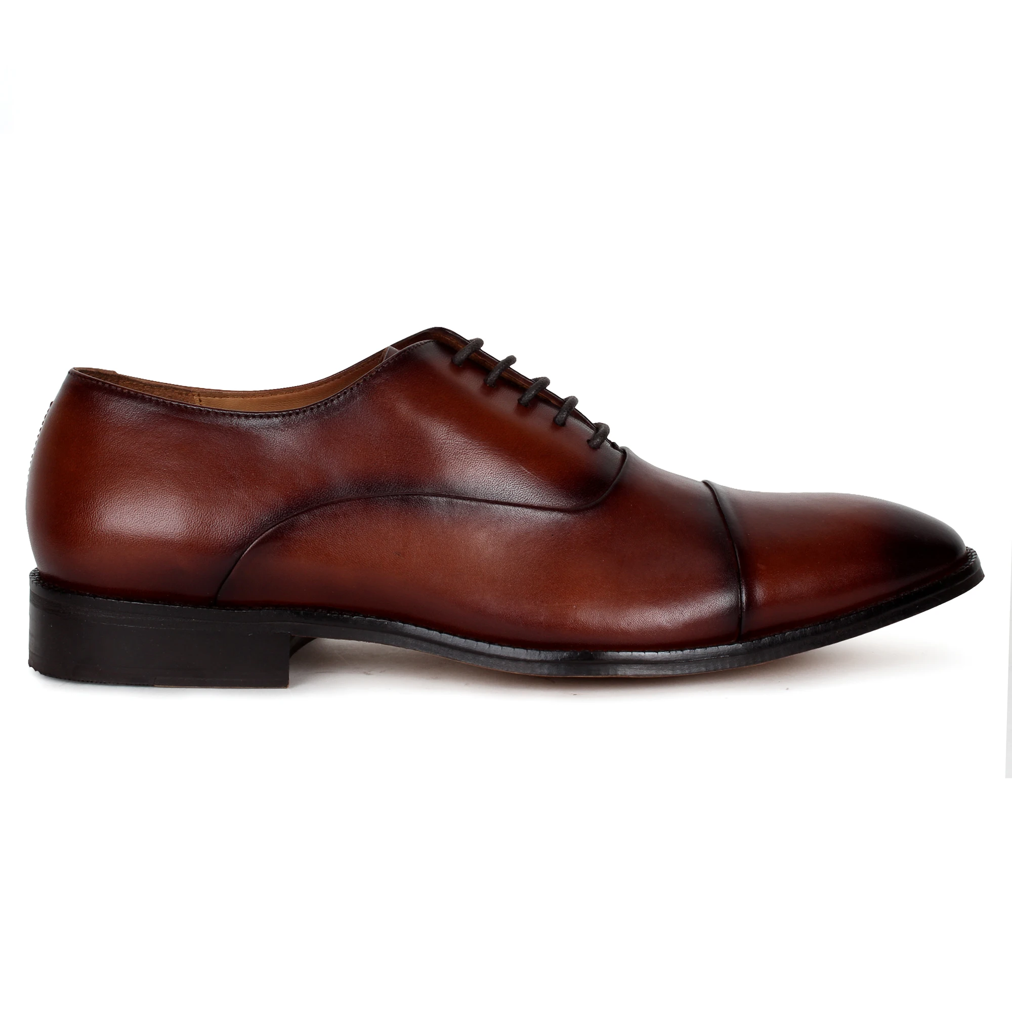 pure leather captoe brogue formal business dress shoes for men with lace up style in brown color