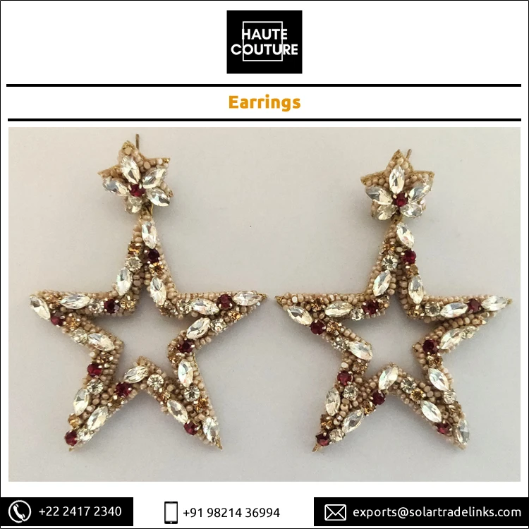 Женские серьги-подвески с кристаллами