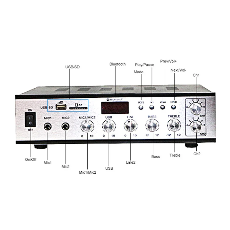 80W Cheap Power Amplifier With Display Mini Voltage Power Amplifier