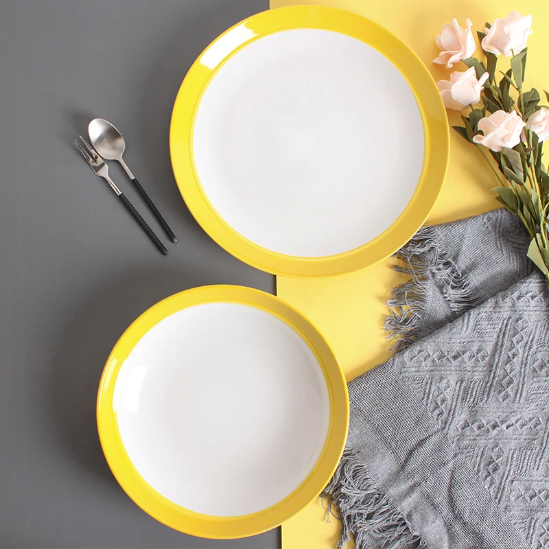 16 Pcs Dinner Set Pakistan Red Black Solid Two Stone Color Glazed Stoneware Ceramic Crockery Dinnerware