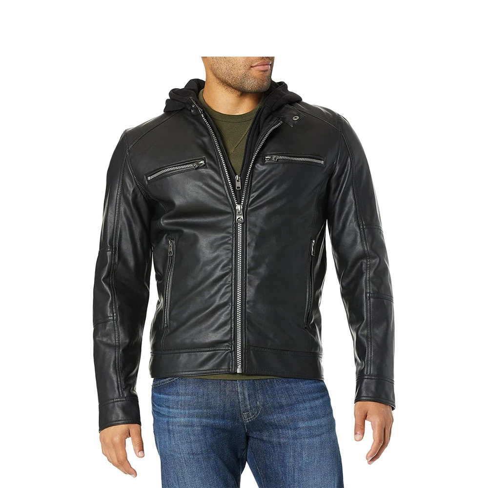 Superior quality Fashion Leather Biker Jacket for Stand Collar men Jackets for custom design