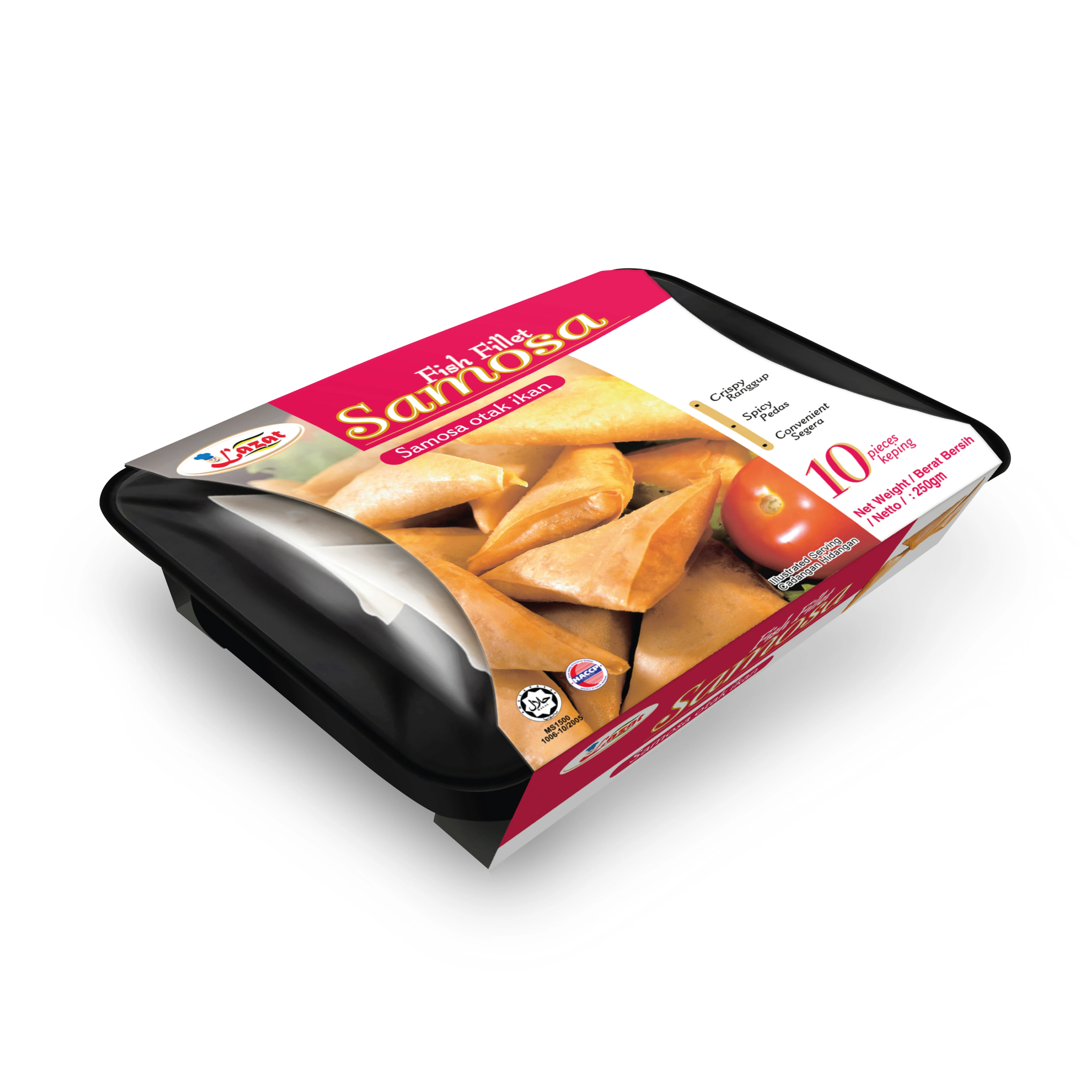 Кондитерская коробка из Малайзии готовая к приготовлению Самоса-Otak Fish 10 (250 г X 24 кв.