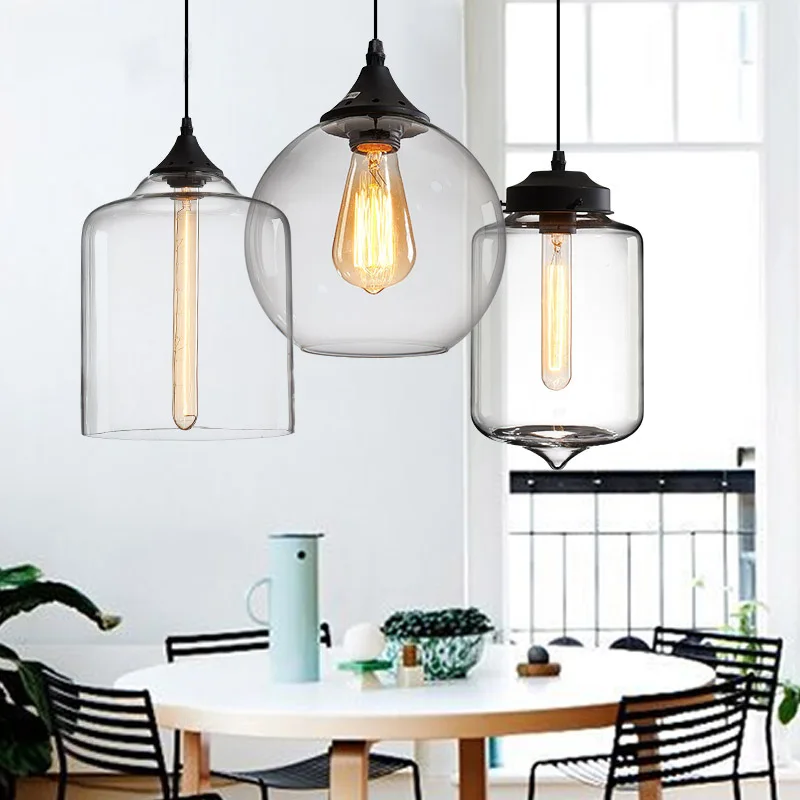 Colorful Glass Pendant Lamp 110V 220V Vintage Decorative Hanging Light