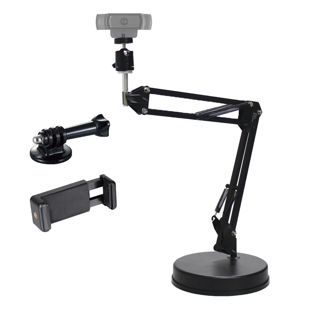 
Melei Webcam adjustable height gooseneck stand cell phone holder for Cell phones, sport camera and devices with 1/4