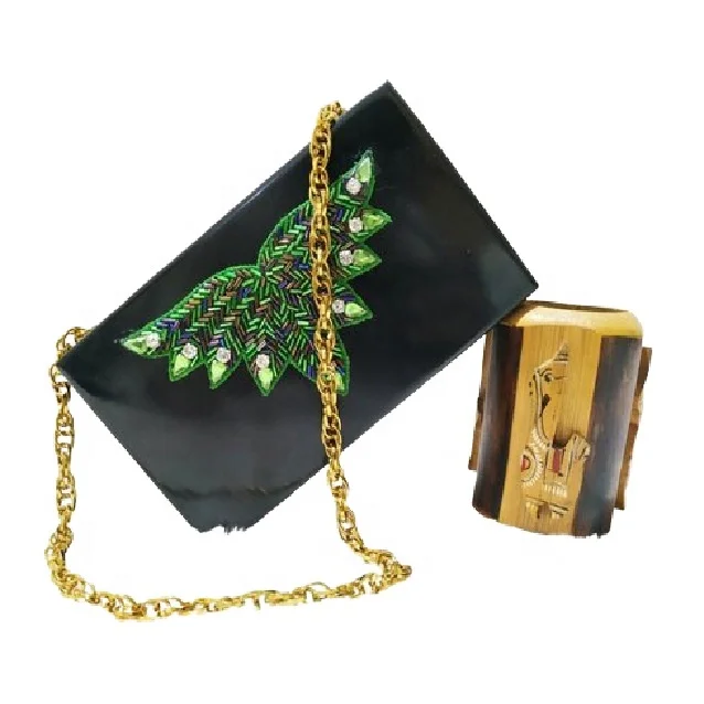 Black Resin Rhinestone Clutch Bag or Evening clutch