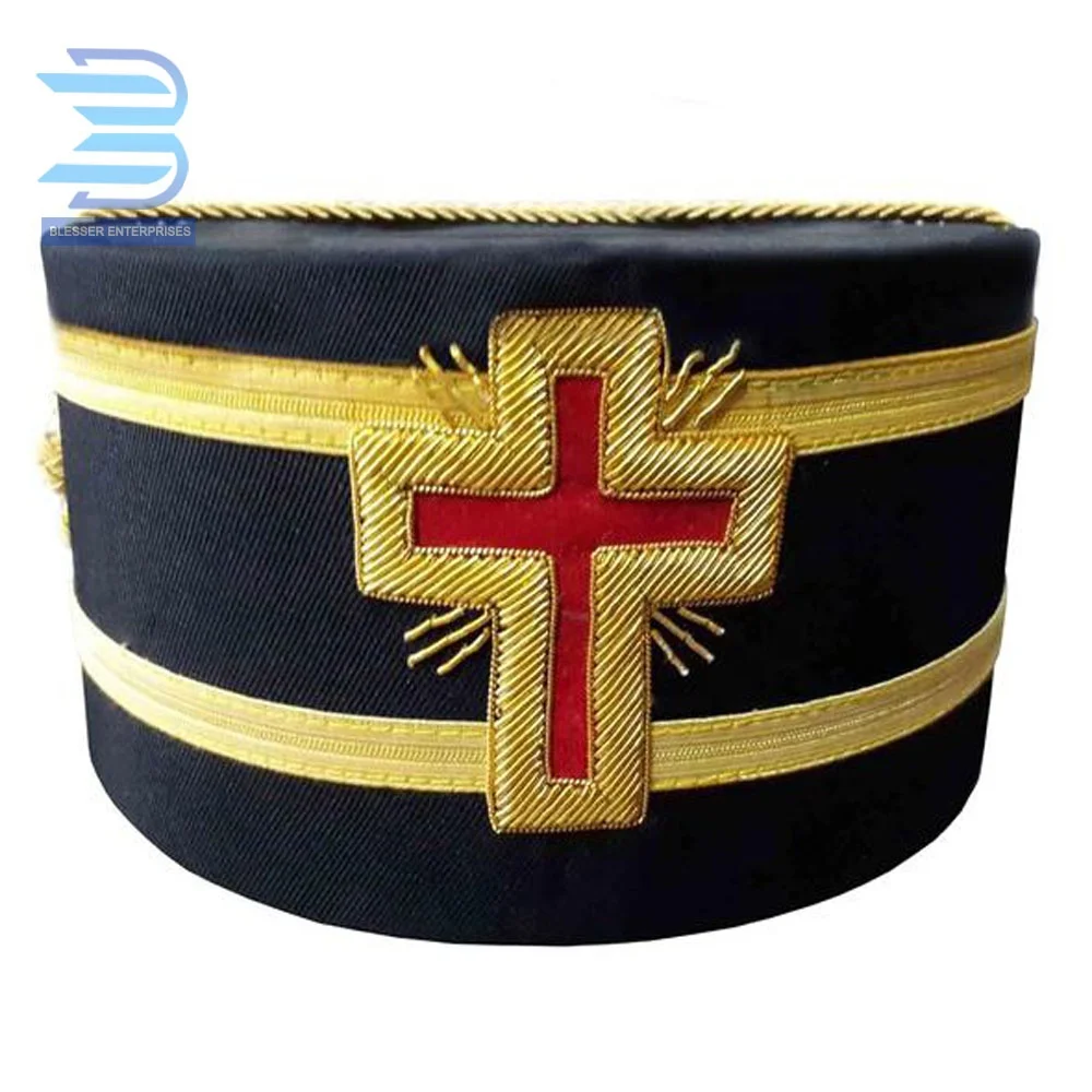 Masonic Knights Templar Black hat with Double Gold Braid Crown hat