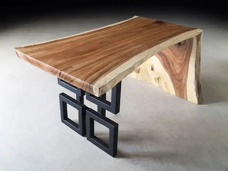 Industrial Metal Powder Coated Iron Stainless Steel Brass Copper Teak Suar Recycled Reclaimed Wood Customize Dining Table