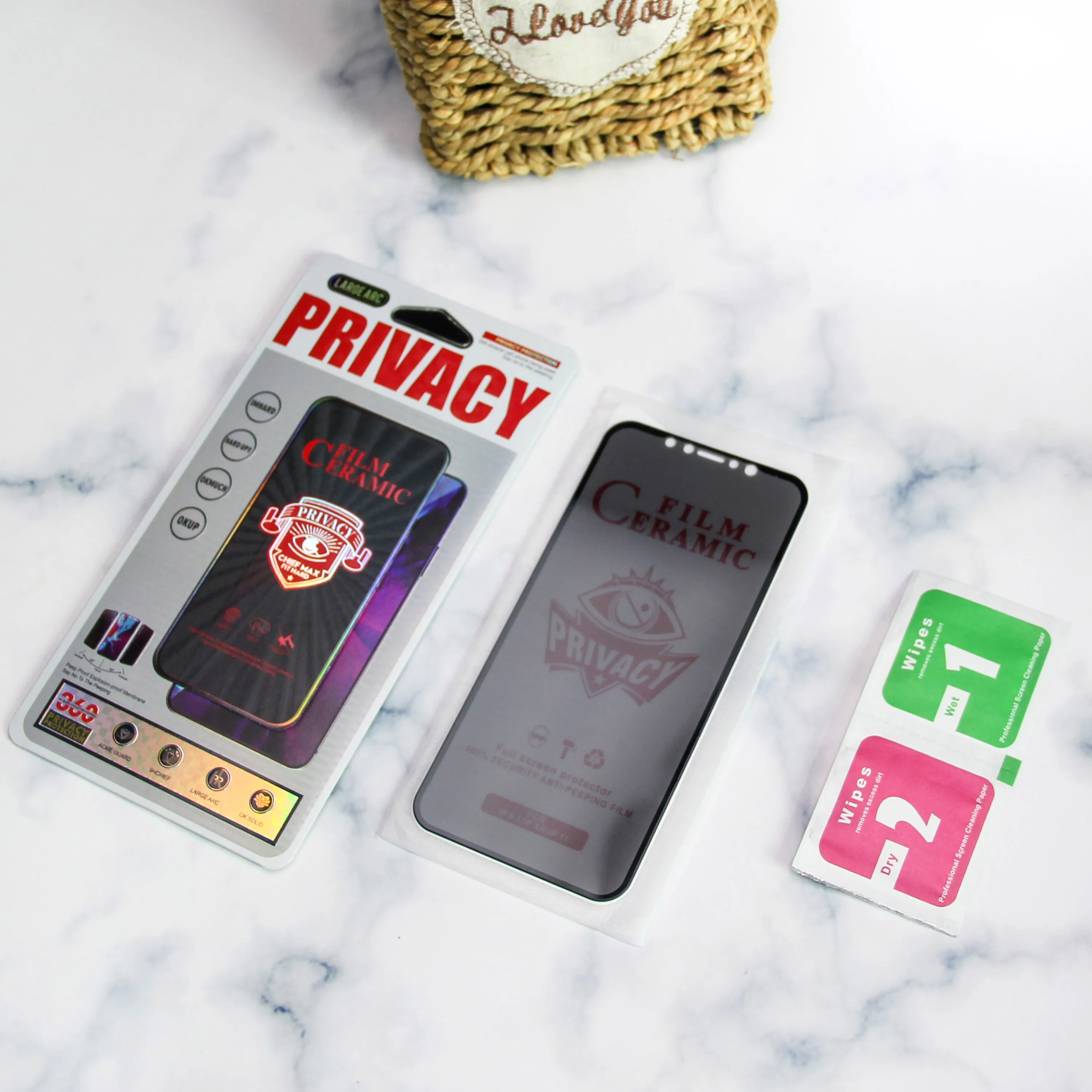 Ceramic Privacy Phones I phone 7 8 10 X XR 21D 9H Print Camera Lens 12 pro max Tempered Glass Screen Protector for iphone 13 14