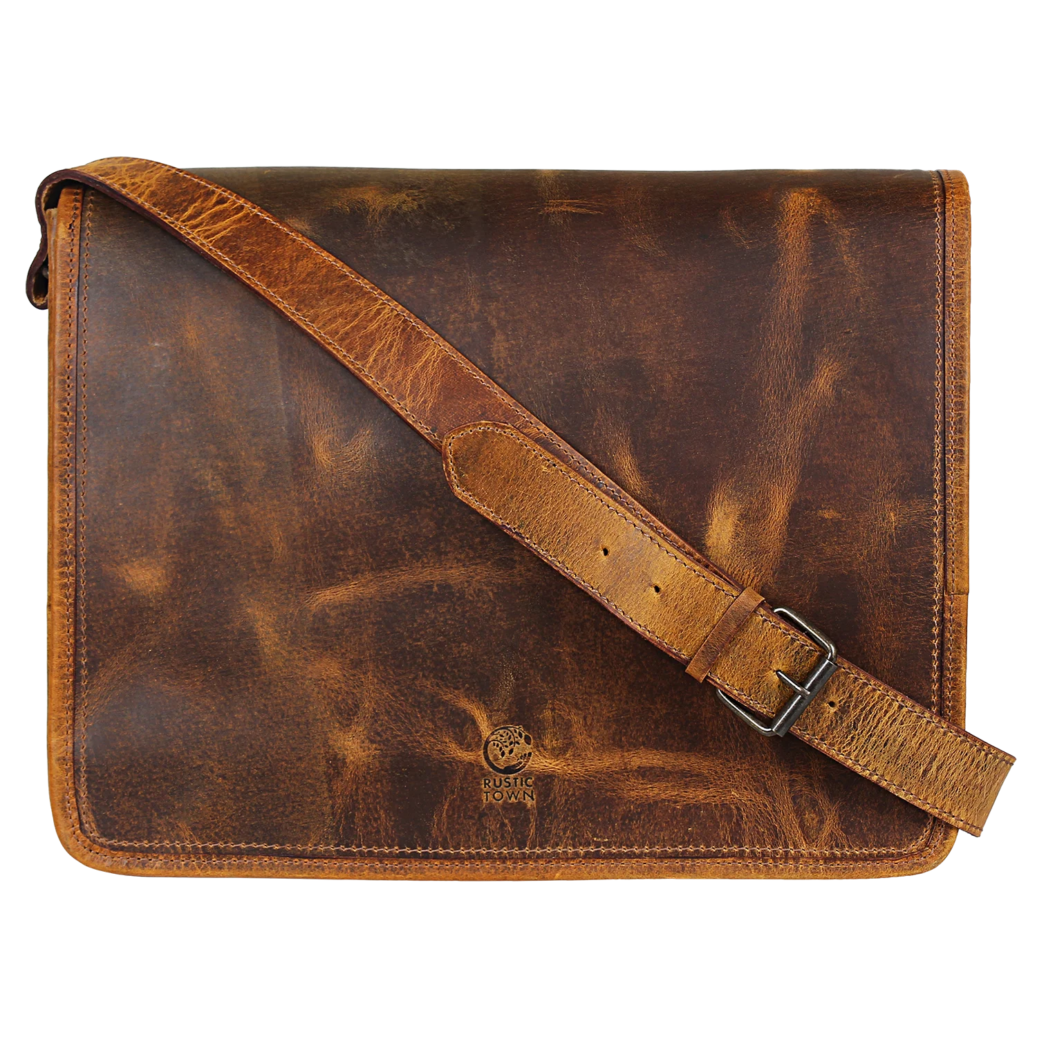 
Genuine Leather Vintage Crossbody Messenger Briefcase Large Satchel Shoulder Bag Rugged Leather Computer Laptop Bag 