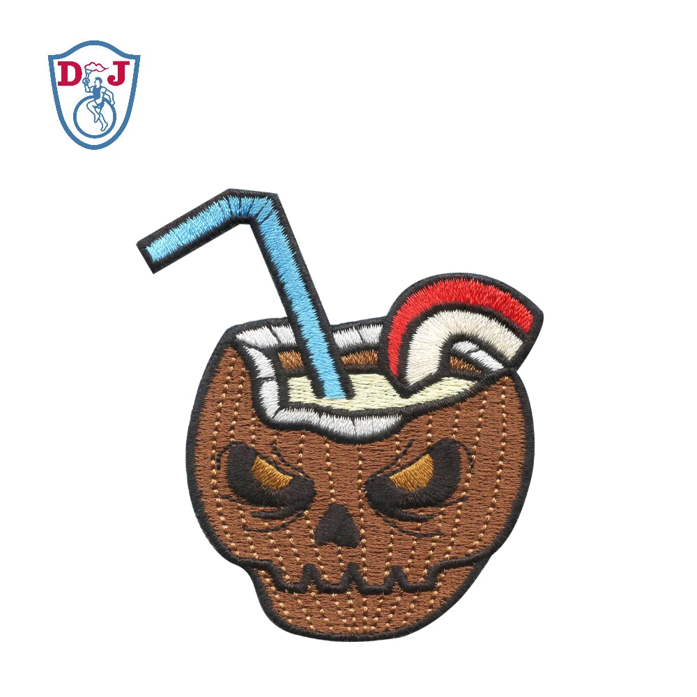Recycled Fabric Skull Strawberry Patches Embroidery Iron On Badge