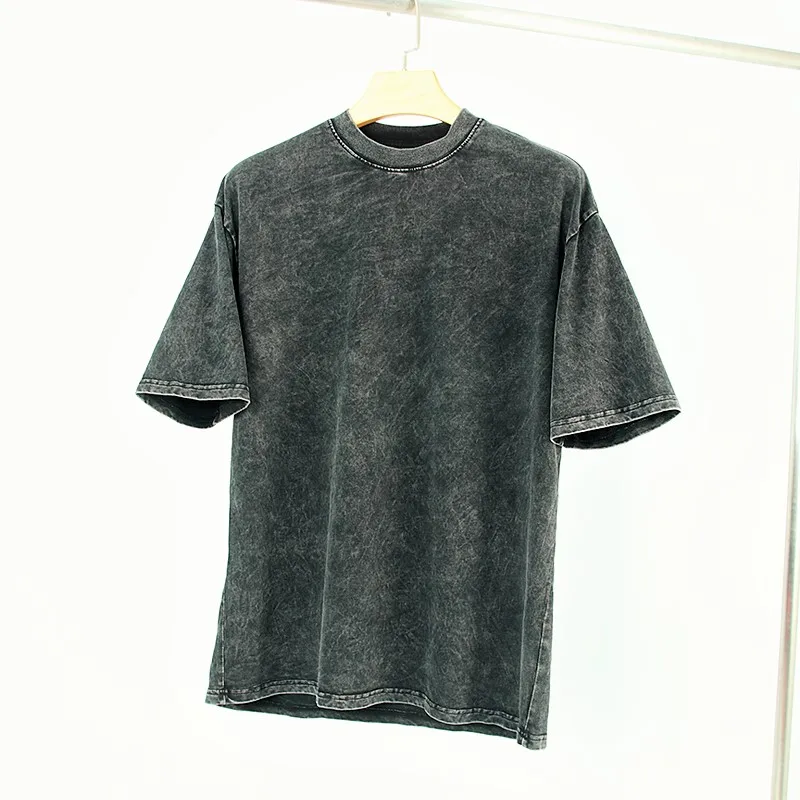 Mens clothes oversize tshirt heavyweight cotton blank acid wash t-shirt custom graphic vintage t shirt