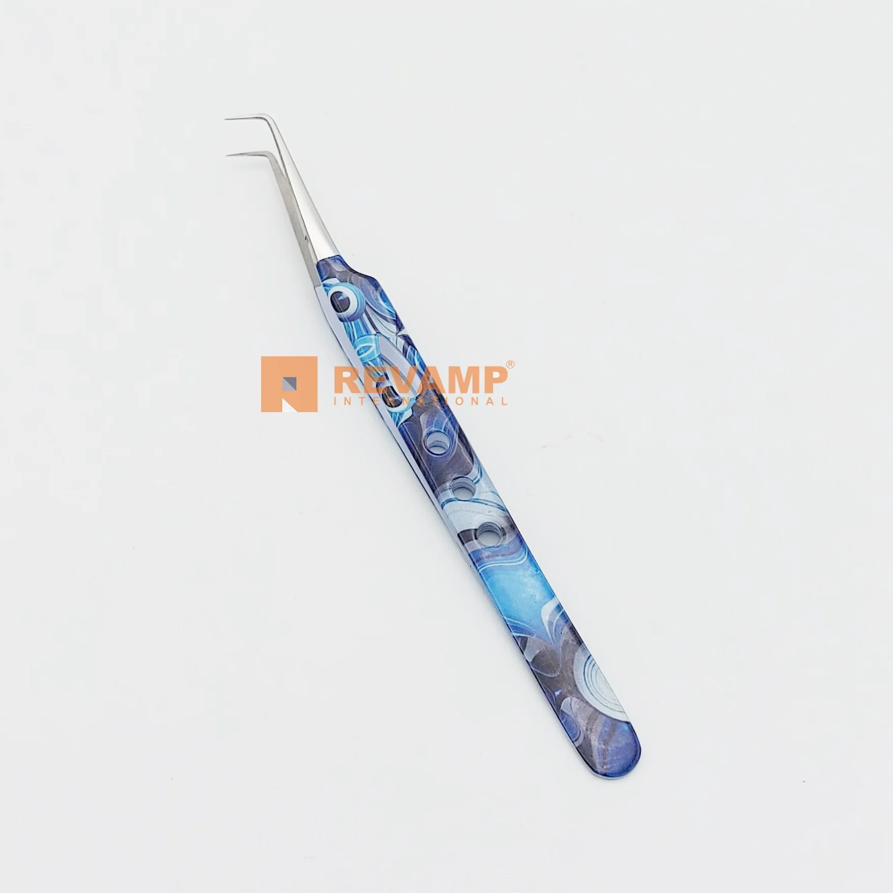 Slim 90 Degree Tweezers Silver Tip Paper Coated Private Label Sustainable Tweezers Hand Tested Eyelash Extension Tweezers