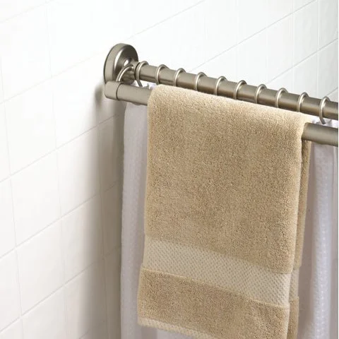 Heavy duty polished straight double shower curtain rods