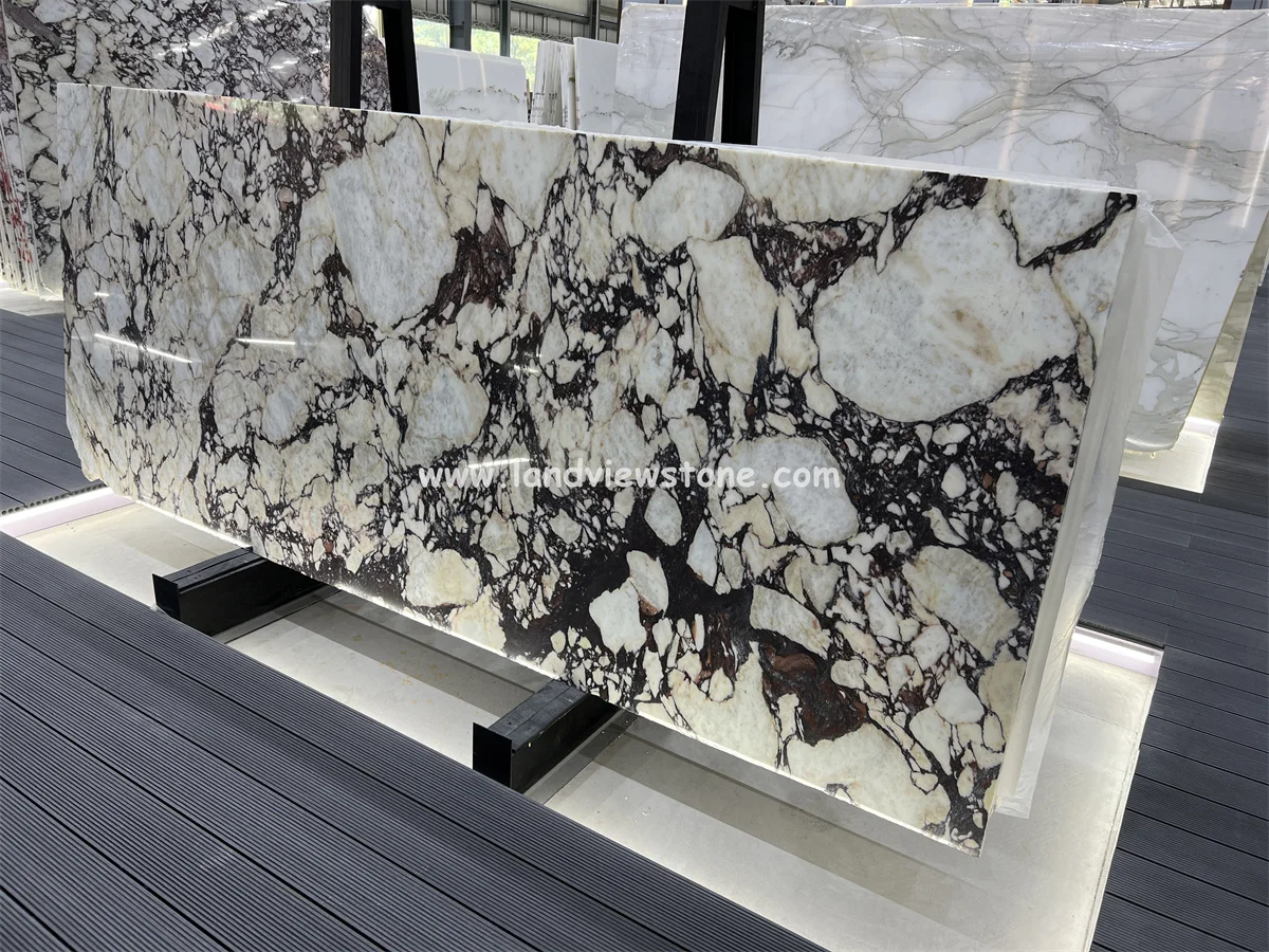 White Marble Wall and Floor Tiles Calacatta Viola Red Marble For Bathroom and Kitchen Decoration