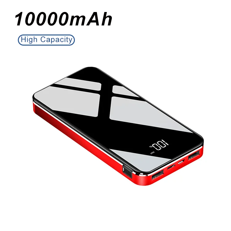 High-end mirror metal mobile power bank digital 10000mah cheap power banks
