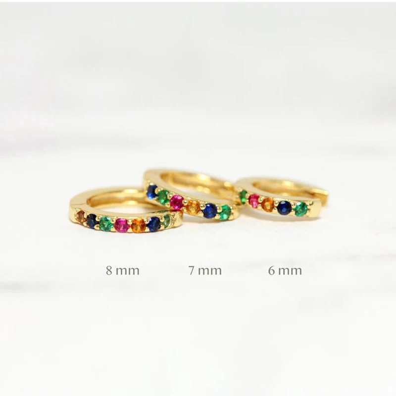 CANNER Factory Wholesale Jewelry 18K Gold Plated 925 Sterling Silver Huggie Colorful Zircon Earrings