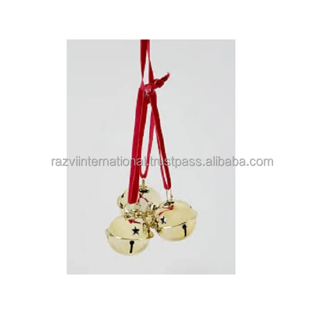 Christmas Hanging Bell Metal Iron White Finished Home Hotel Christmas Decoration Hanging Jingle Bell for Festival