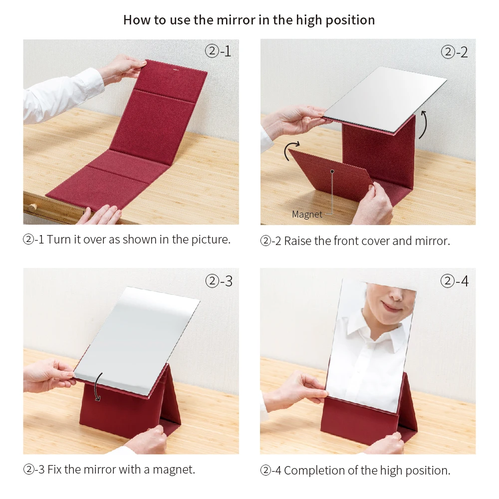  2 варианта со складным зеркалом Косметическая выполненные компактный квадратная Портативная Складная светодиодная зеркальная поверхность