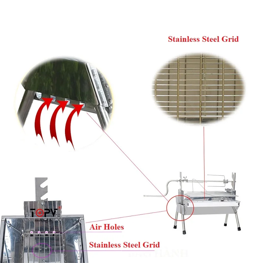 Hot Product Outdoor Camping  Rotary BBQ Grill with Motor made in Vietnam Supplier