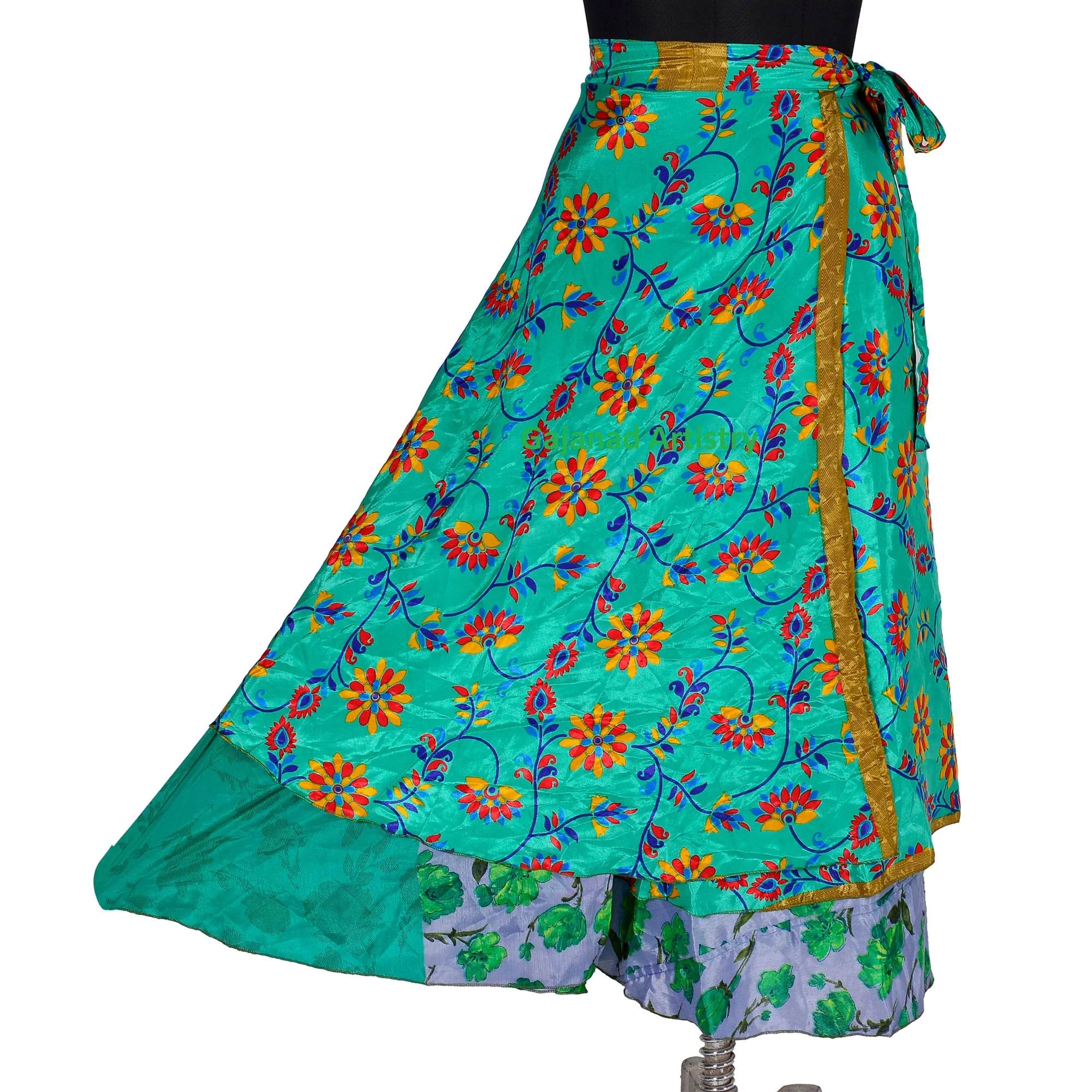 Boho Skirt Indian Silk Skirts Maxi Long Bohemian Summer Wrap Hippie Reversible Skirts For Women